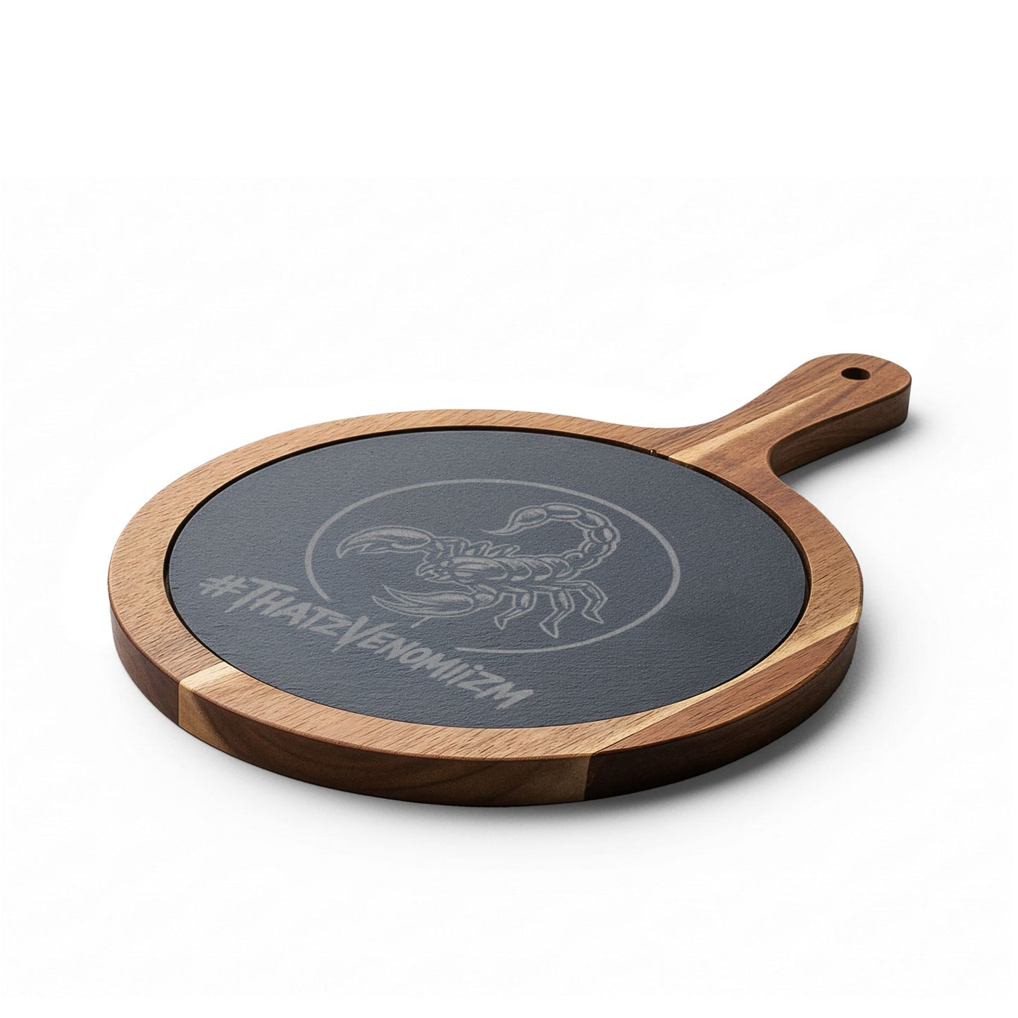 Engraved Acacia Charcuterie Board with Slate Insert & Cheese Tools — Scorpion #ThatZVenomizm