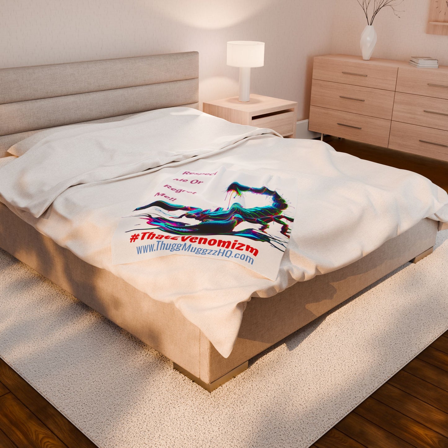 Neon Scorpion Velveteen Plush Blanket — "Respect Me Or Regret Me!!" #ThatzVenomizm
