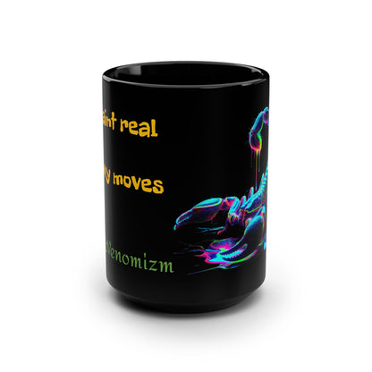 Neon Scorpion Black Mug — 15oz Glitch Art Coffee Cup