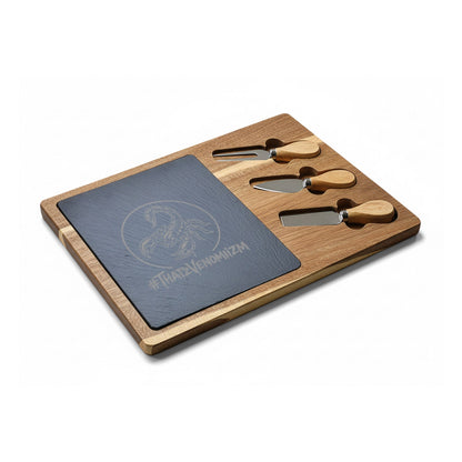 Engraved Acacia Charcuterie Board with Slate Insert & Cheese Tools — Scorpion #ThatZVenomizm