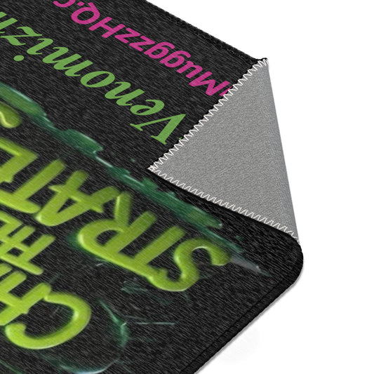 Venom'z Area Rug — "Don't Change the Goal, Change the Strategy" Neon Quote