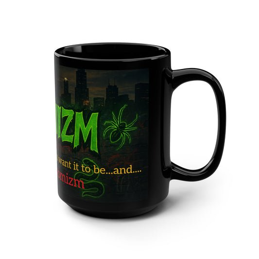 Venomizm  Black Mug — 15oz Urban Green Logo & Hashtag