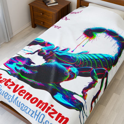 Neon Scorpion Velveteen Plush Blanket — "Respect Me Or Regret Me!!" #ThatzVenomizm