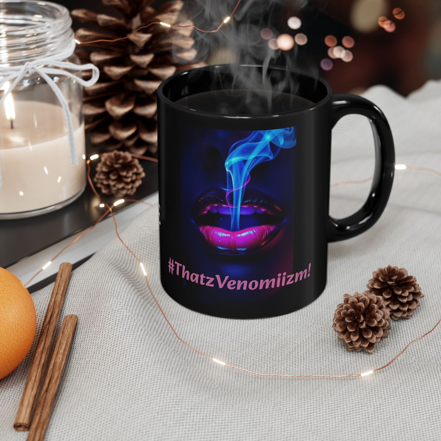 Chic Coffee Mug for Bold Souls - #ThatzVenomiiZm, Unique Gift, Cup for Coffee Lovers, Motivational Drinkware, Trendy Black Mug