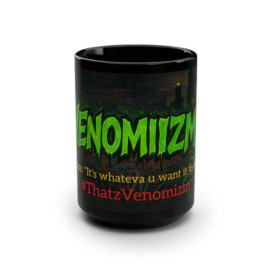 Venomizm  Black Mug — 15oz Urban Green Logo & Hashtag